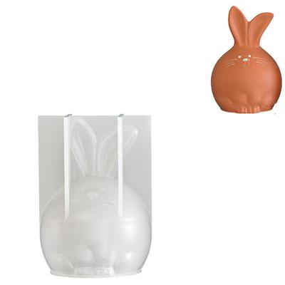 Cute Easter Bunny Silicone Mold Non-Stick DIY Crafts Rabbit Candle Mold Flexible Reusable Plaster Cement Mold Holiday Party