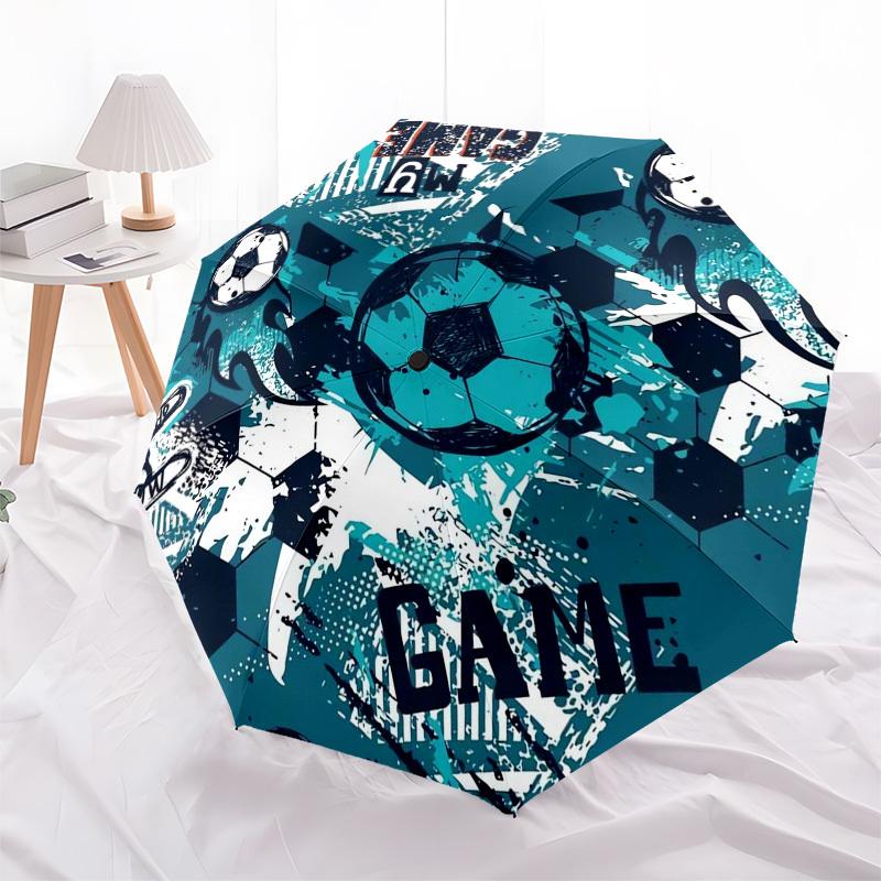 1pc Soccer Art Design Umbrella with Plastic Handle,Suitable for All Seasons Umbrellaptys26038