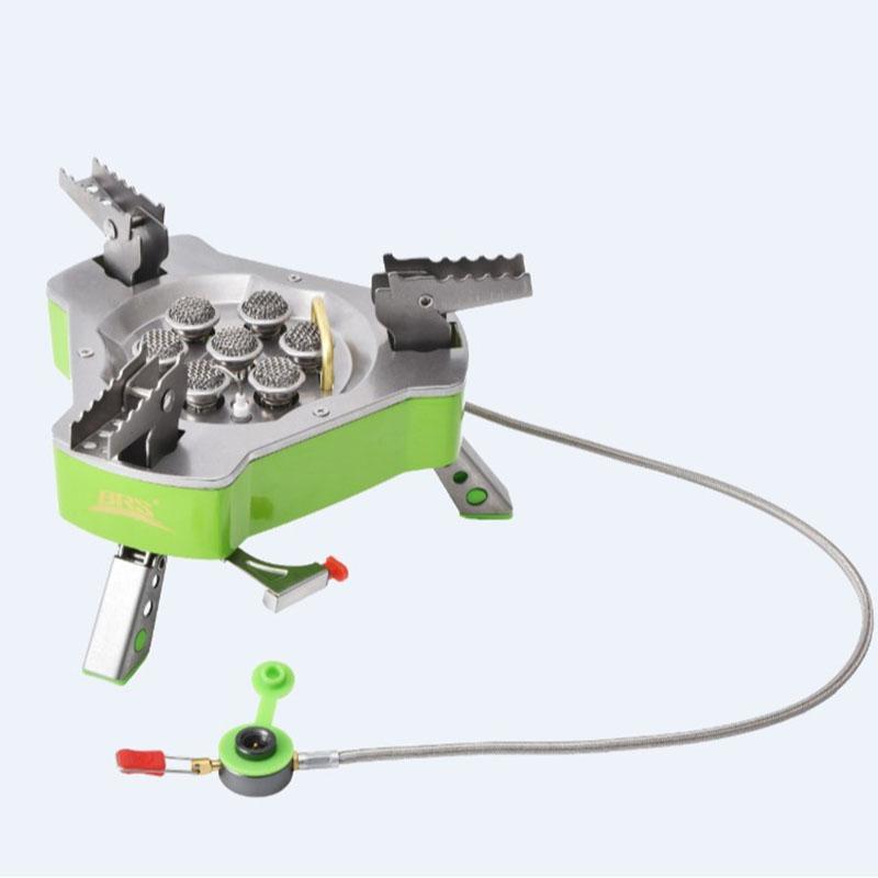 BRS-71A-1 Outdoor Picnic Stove Seven Star Stove Strong Fire Windproof Stove Camping Portable Card Stove with Electronic Ignition