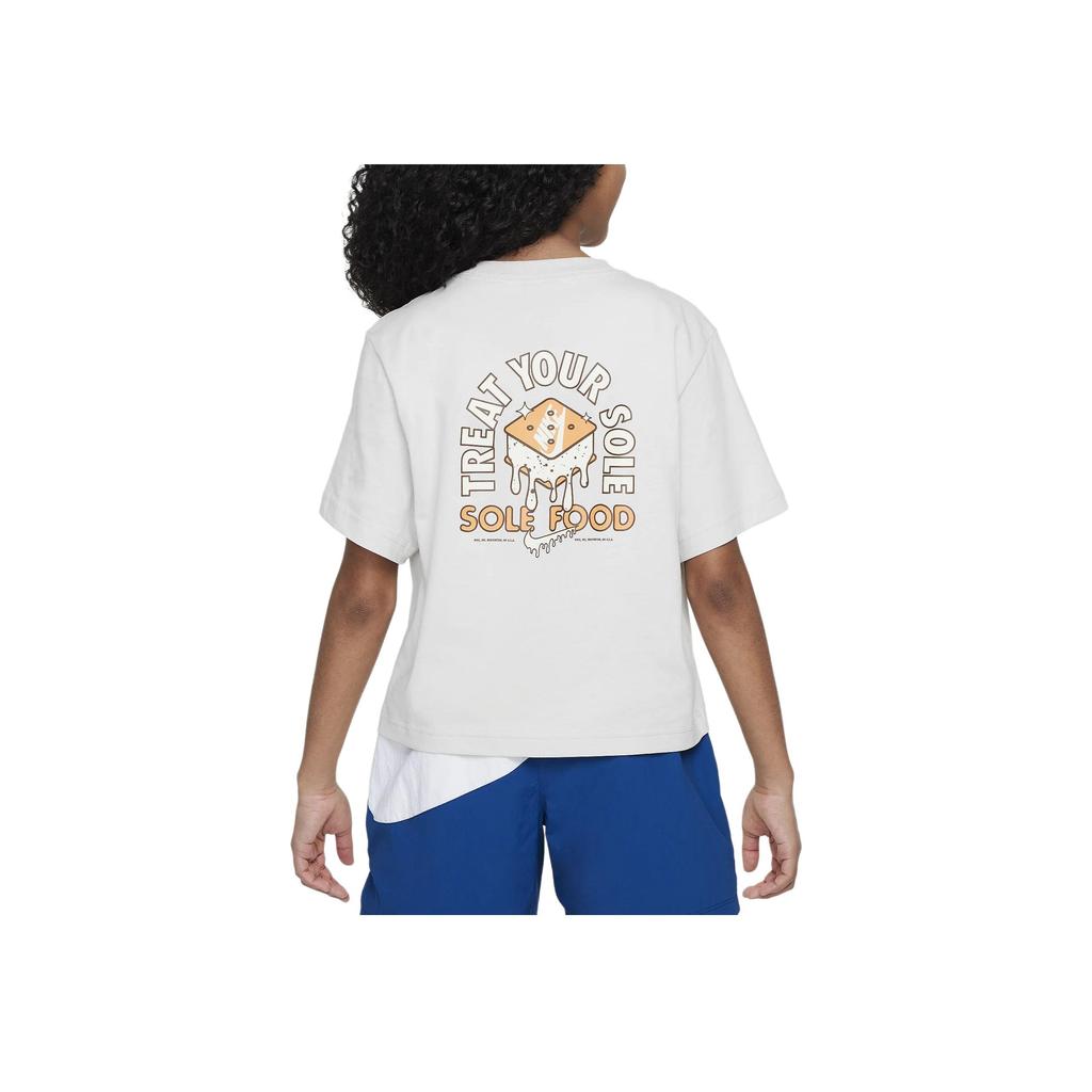 Nike Sportbekleidung Bedrucktes Rundhals-Freizeit-Kurzarm-T-Shirt Kinder-Tops Weiß FV5495072