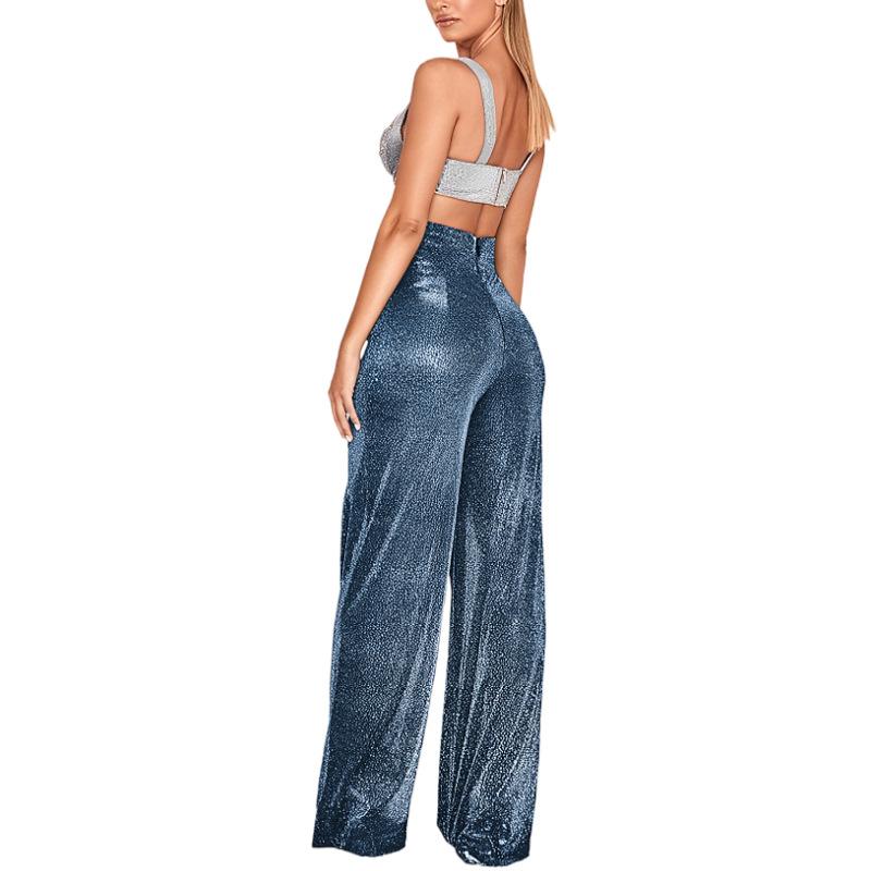 Women's Personalized Street High Waist Hot Silver Wide Leg Pants