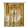 Love Swan Couple Shower Curtain Golden Palace Background Romantic Heart Shape Decor Waterproof Free Hooks Included Non-Toxic