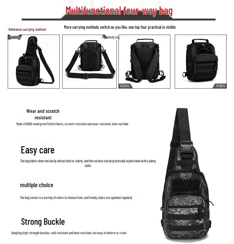 Outdoor Tactical Multifunctional Small Chest Bag - Single Shoulder Crossbody Bag with Oxford Cloth Expansion for Tools and Lures