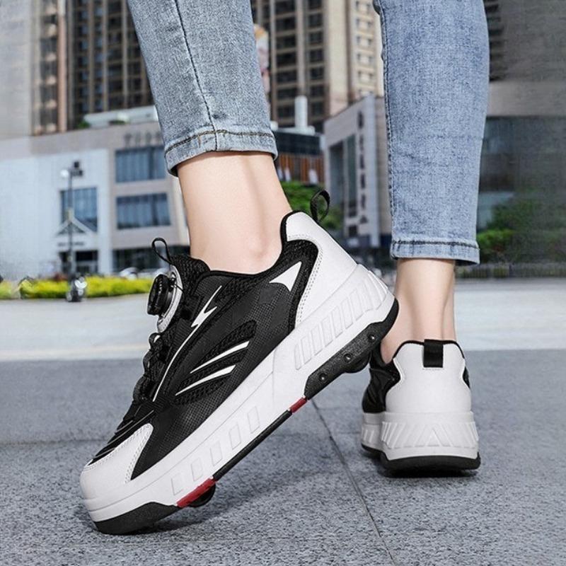 Detachable Wheel Roller Skate Shoes Children's Speed Roller Skates Boys' Sports Racing Sneaker with 2 Wheels Ice Skating Shoes