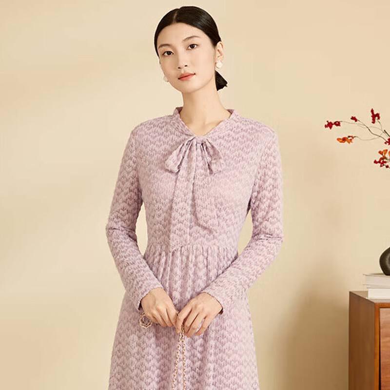 

JESSIE Elegant French Style Bow-Tie Neck Midi Dress DPWHL268 L