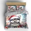 Cute Christmas Puppy with Flowers Bedding Duvet Cover Set Duvet Cover Pillowcases  (1*Duvet Cover 2*Pillowcases, Without Duvet Insert)