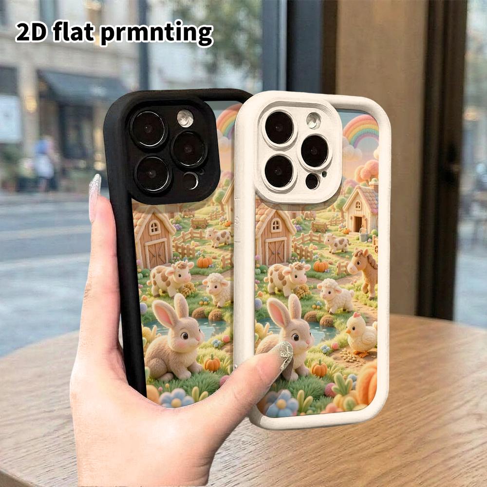 Phone Case: 2D Flat, Suitable for iPhone 18 17 16 15 14 13 12Pro Protective Case, Rainbow Farm, Perfect Christmas and Halloween Holiday Gift