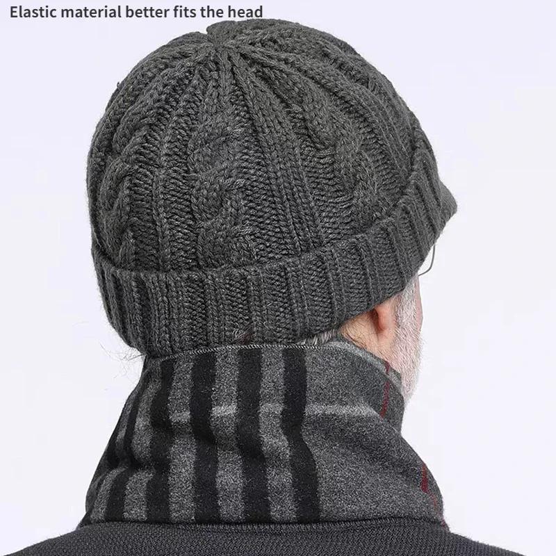 Big Size 65cm Keep Warm Beanies for Men Outdoor Short Brim Duck Tongue Cap Winter Plush Thick Fried Dough Twists Knitting Hat