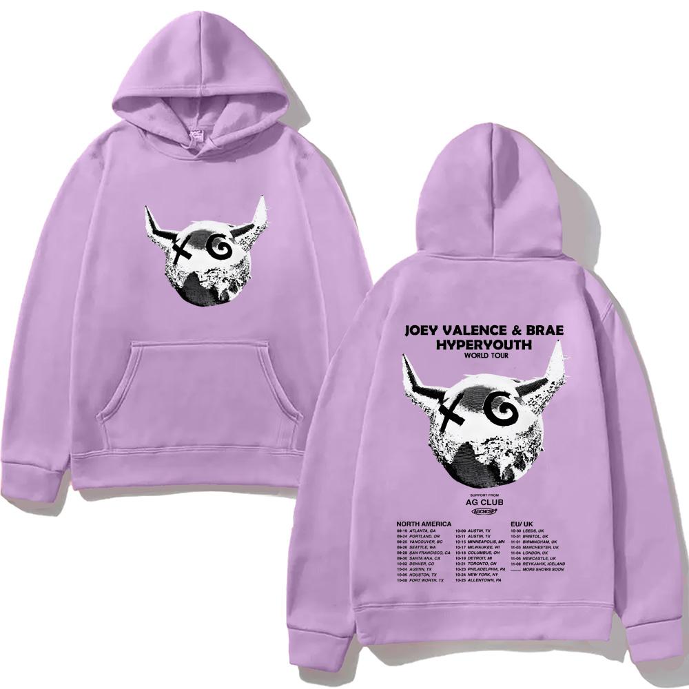 Joey Valence 2025TOUR Mode Kapuzenpullover mit Tasche Grunge Bequeme Sweatshirts Langarm Gothic Kleidung Moletom Punk Weicher Kapuzenpulli