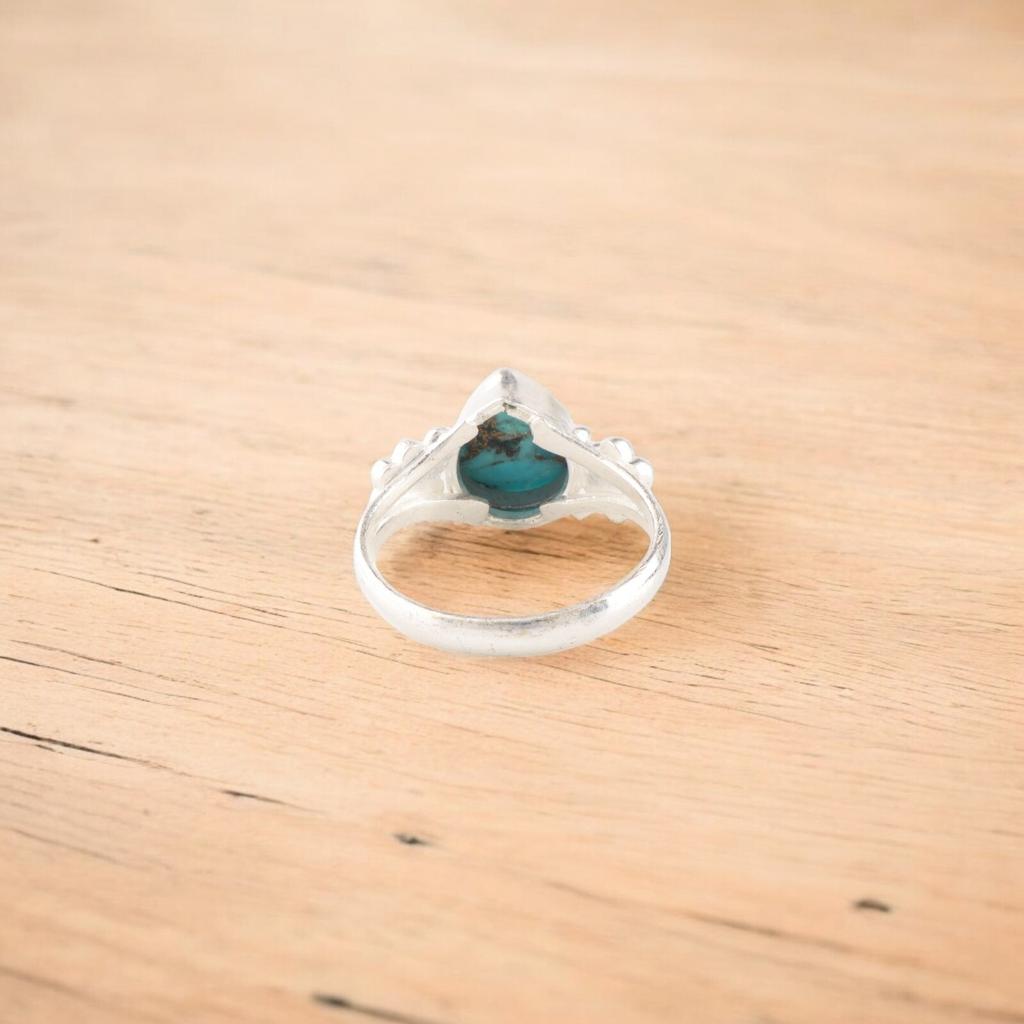 Blue Copper Turquoise Gemstone 925 Stamped Silver Jewelry Handmade Ring For Gift RR-59-45