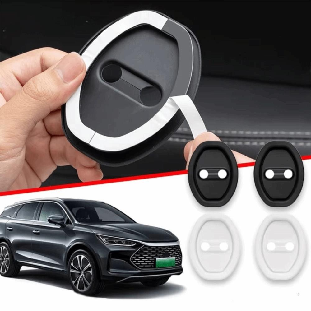 4Pcs Universal Fit Car Door Lock Pad Elastic Door Lock Protective Cushion  All Vehicles