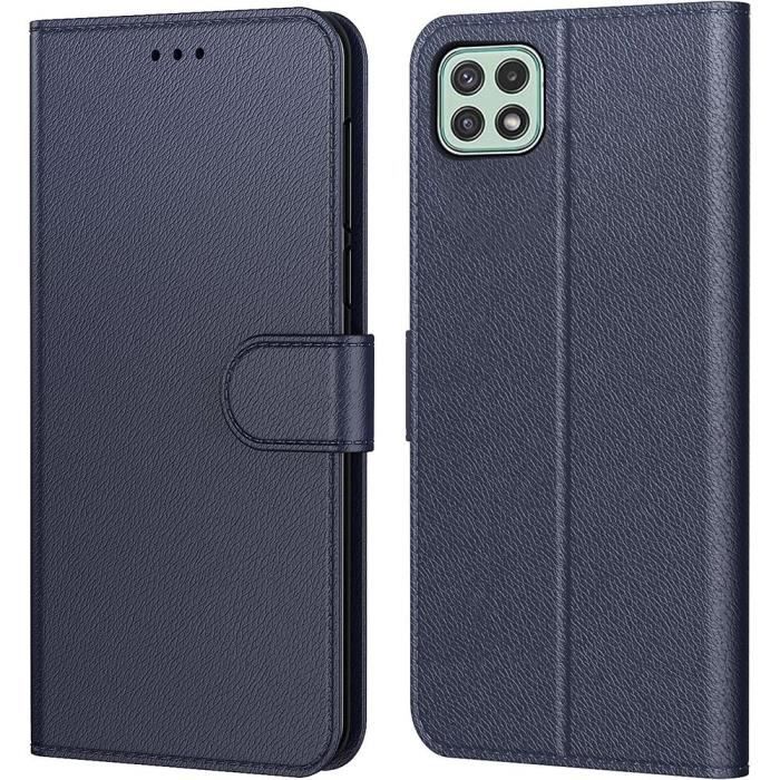 Coque - BOOLING - pour Samsung A22 5G - Bleu Marine - Anti Rayure - Porte-Carte - Souple