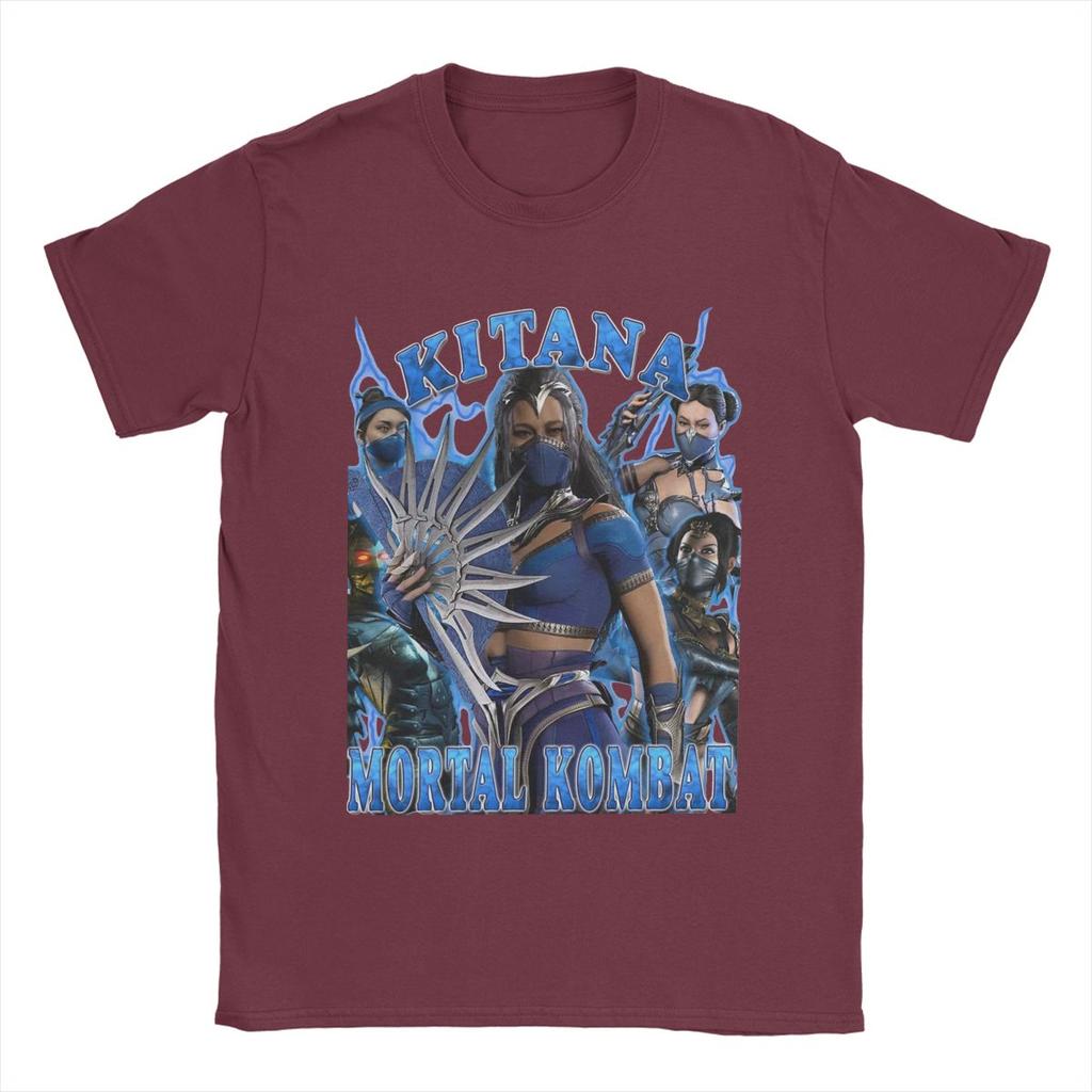 Men T-Shirt Mortal Kombat 1 Kitana Vintage Pure Cotton Tee Shirt Short Sleeve T Shirts Round Collar Clothes Graphic Printed
