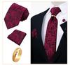 Men's Tie, Pocket Square, and Cufflinks 4-Piece Set - Cashew Flower Design, High-End Feel, 8cm Tie