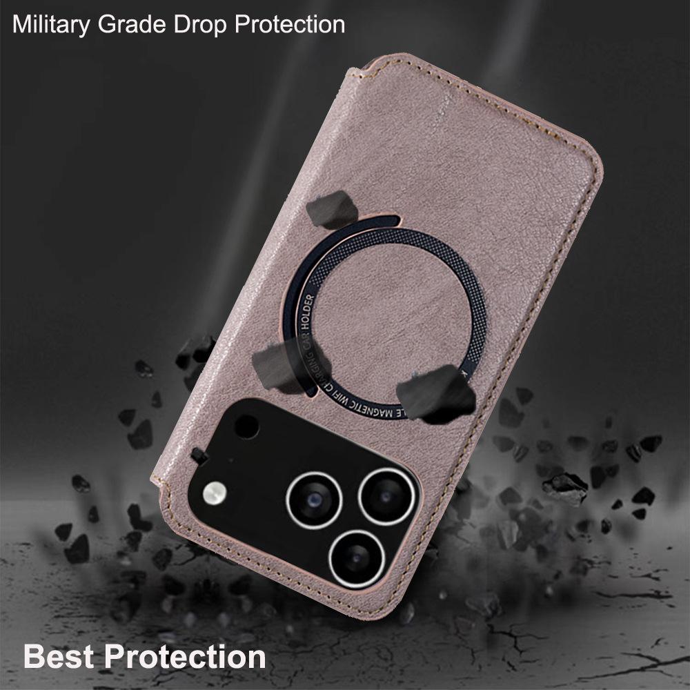 For iPhone 17 Pro Case Compatible with MagSafe Wallet Stand Leather Flip Phone Cover
