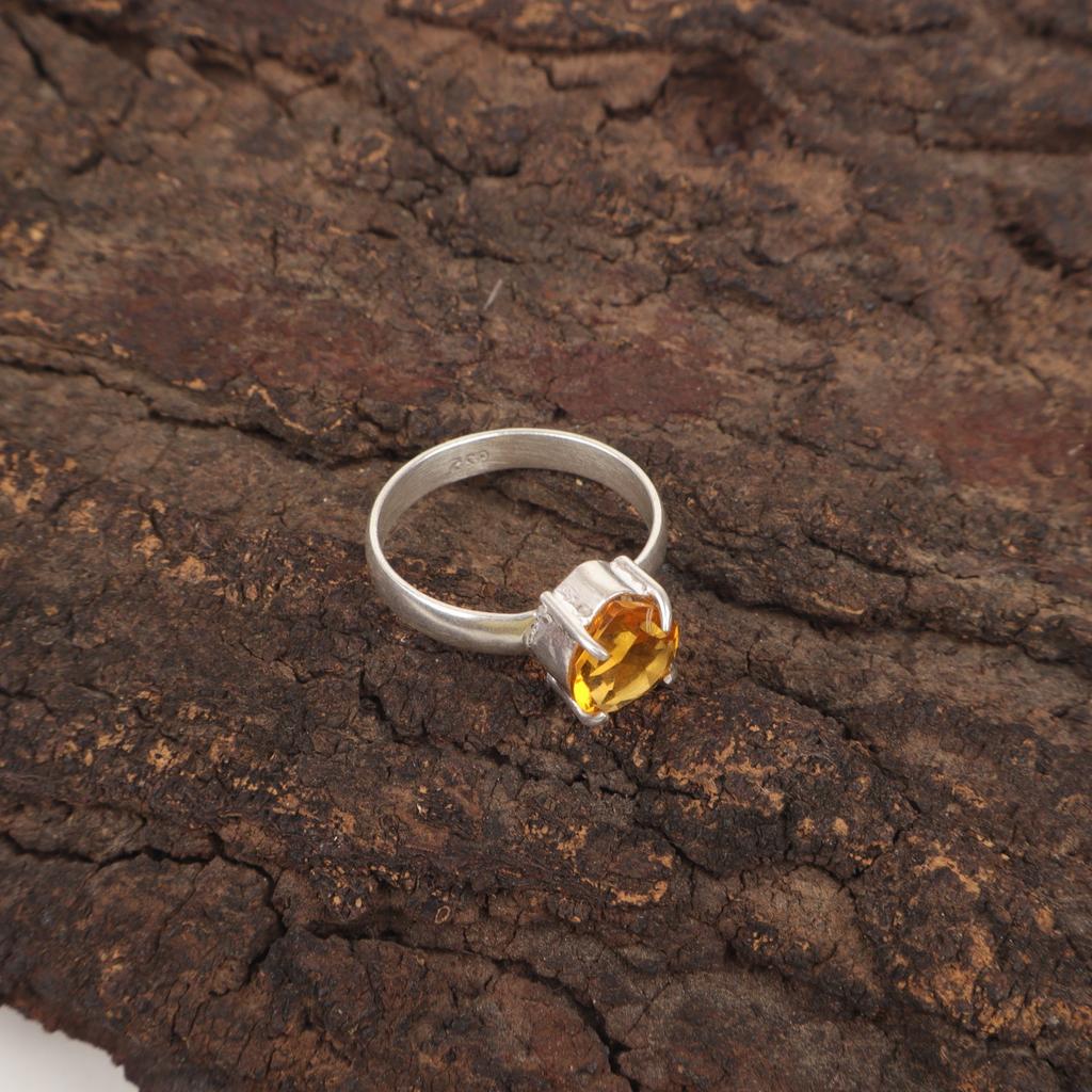 Natural Citrine Sterling Silver Anniversary New Stackable Promise Statement Ring RR-43-7