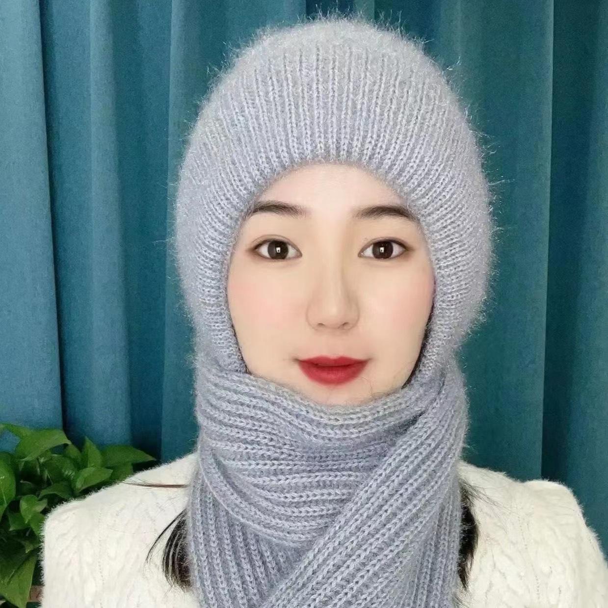 

New Style of Women s Autumn and Winter Thickened Three Piece One Piece Hat Adult Hand Woven Snow Hat Knitted Hat