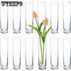 12pcs Glass Cylinder Bud Vases for Centerpieces Clear Small Vases Handmade Slim Flower Vases Wedding Table Decor for Single Rose Vases Bulk