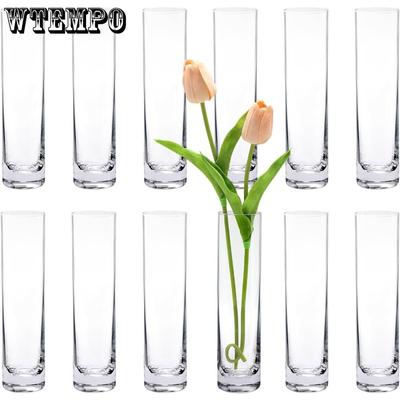 12 pièces de Vases Cylindriques en Verre pour Centres de Table Vases Transparents Petits Vases Étroits Faits Main pour Fleurs Décoration de Table de Mariage pour Vases à Rose Unique Vente en Gros