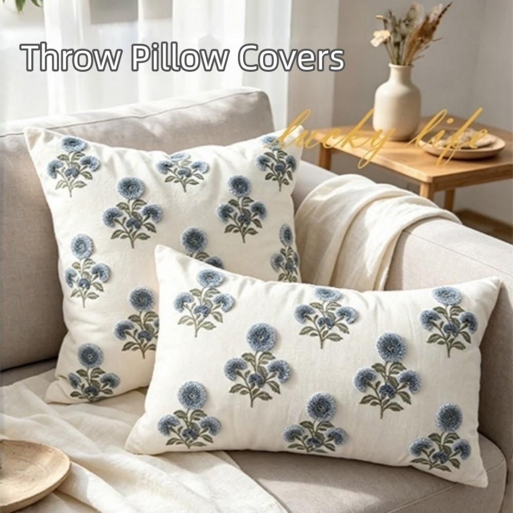 Retro Flowers Cushion Covers Embroidered Decorative Pillowcase Throw Pillow Covers Holiday Party