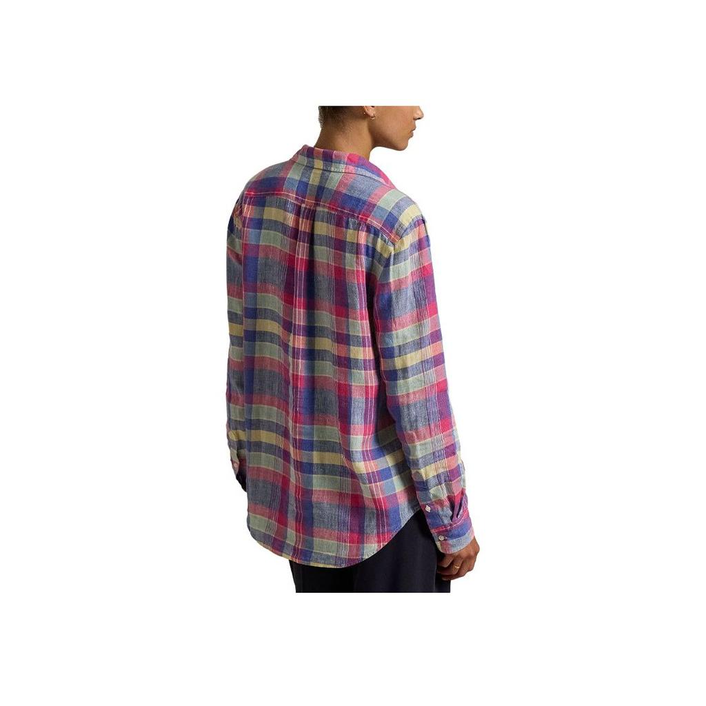 Polo Ralph Lauren Embroidered Plaid Long Sleeve Linen Shirt Women Shirts 211663268-001
