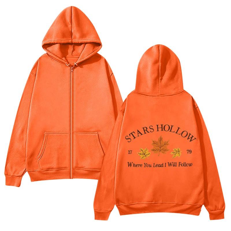 Unisex Zip-Up Hooded Sweatshirt With Print Design Casual Long Sleeve Pullover