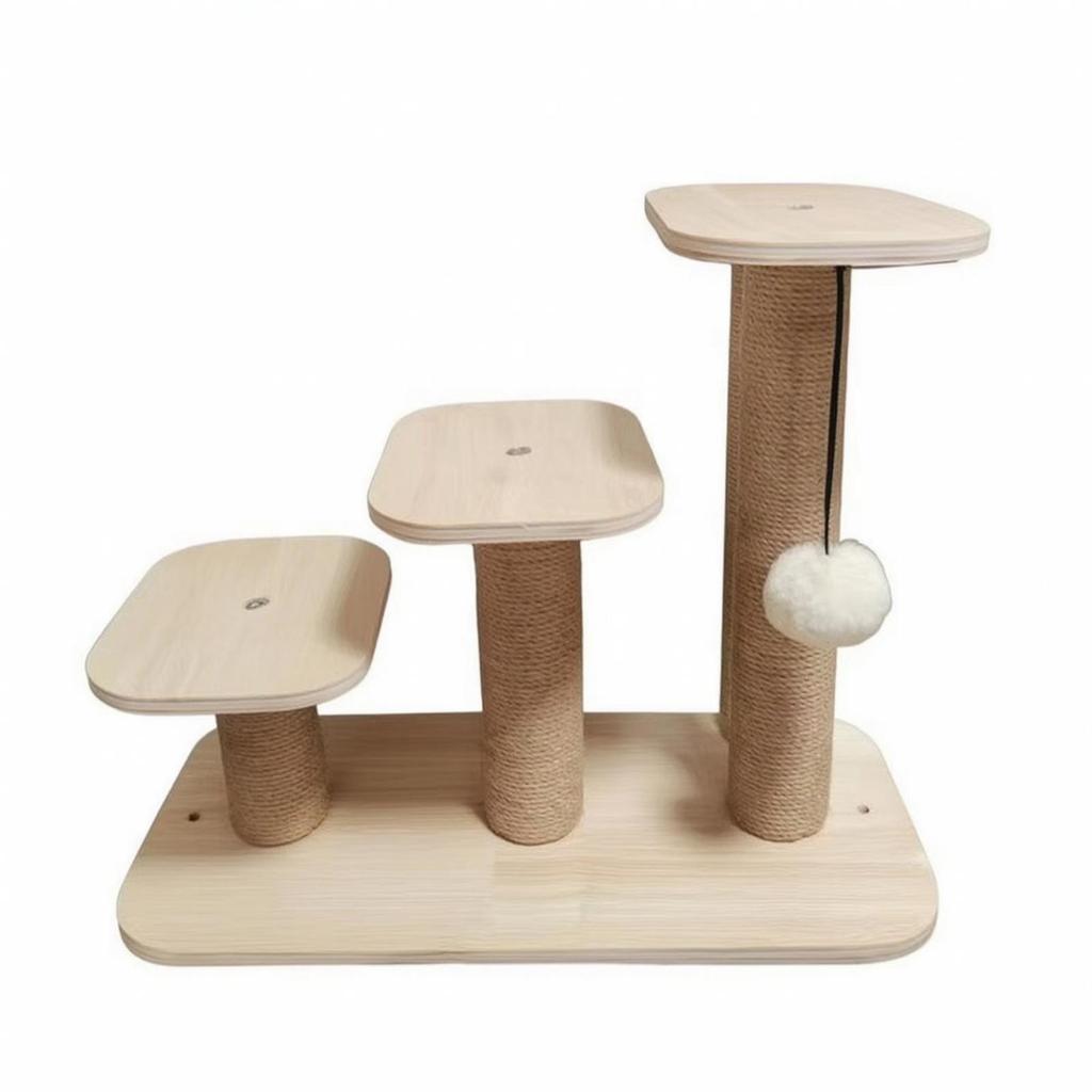 Cat Climbing Step with Toy Natural Perch Sisal Post Furniture Stable