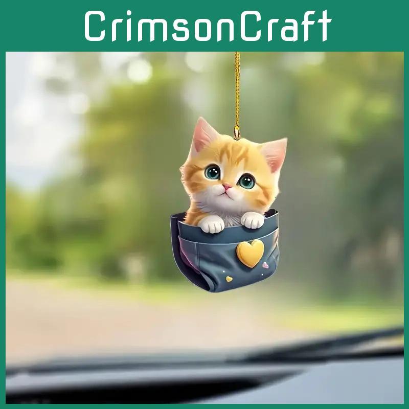 Charming Acrylic Cat Figurine For Quirky Home Decor And Fun Car Accessories