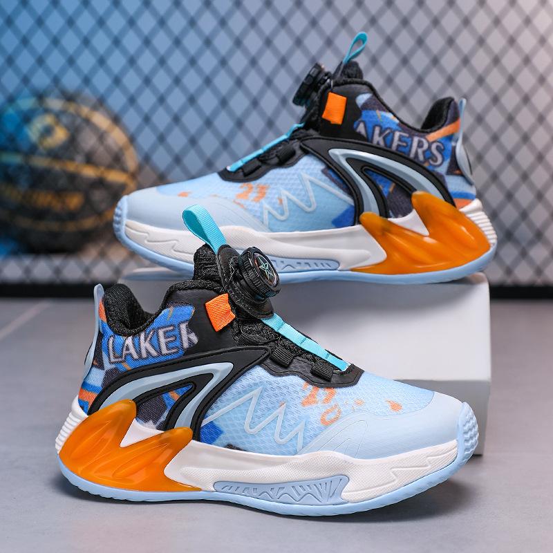 Boys basketball shoes Kobe breathable actual combat wear-resistant non-slip basketball shoes competition rotating button explosive shoes sports shoes