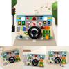 Wooden Childrens Simulated Steering Wheel Led Switch Busy Board Educational Toy For Early Learning