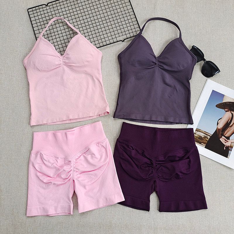 Butt-Lifting Shorts Impact New Product! Peach Butt Fitness Bra Yoga Set Halter Neck Beautiful Back Sports Tank Top for Women