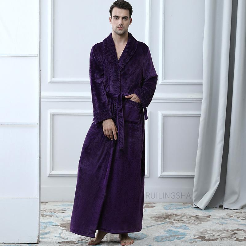 Thickened Flannel Robe: Warm Coral Fleece Bathrobe for Couples - Men's & Women's Plus Size Zipper Nightgown