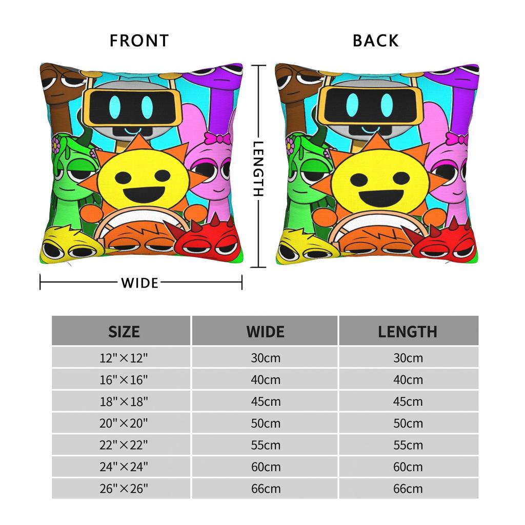 Federa per Cuscino Gioco Personaggi Sprunki Poliestere Copricuscino Regalo Copricuscino da Lancio per Divano con Cerniera 40X40cm