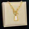 Modern White Shell Charm Necklace Titanium Steel OT Buckled Chain Comfortable Everyday Jewelry Accessory