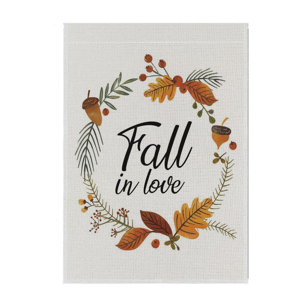 Autumn Garden Decorative Flag 45x30cm Fall Harvest Outdoor Yard Banner with Pumpkin and Leaf Wreath Design for Thanksgiving Seasonal Display