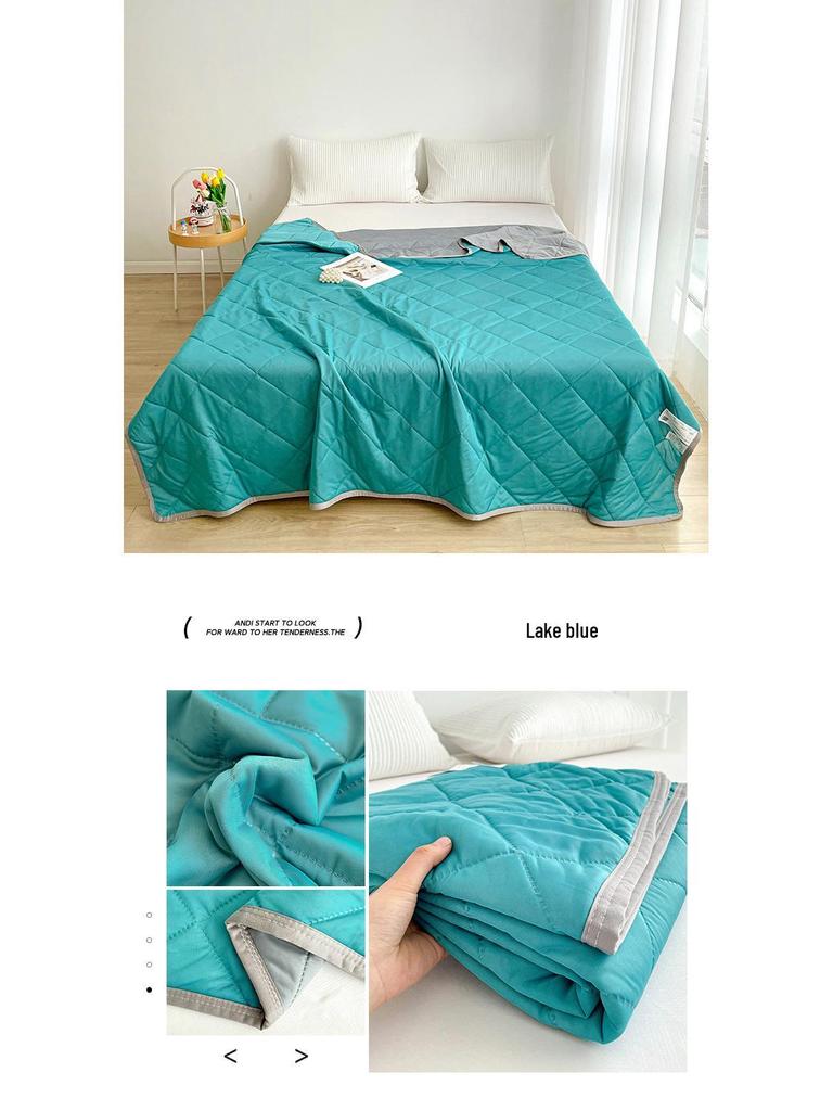 Class A Ice Silk Cooling Summer Quilt - Solid Color, Machine Washable, Thin Gift Quilt for Single and Double Beds