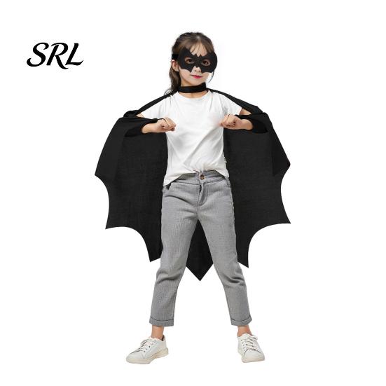Schwarze Fledermausflügel für Party Halloween Flügelumhang, Kostüm für Erwachsene Kinder mit Kapuze Festliches Trick or Treat Outfit Cosplay Umhang Langlebig Wiederverwendbar