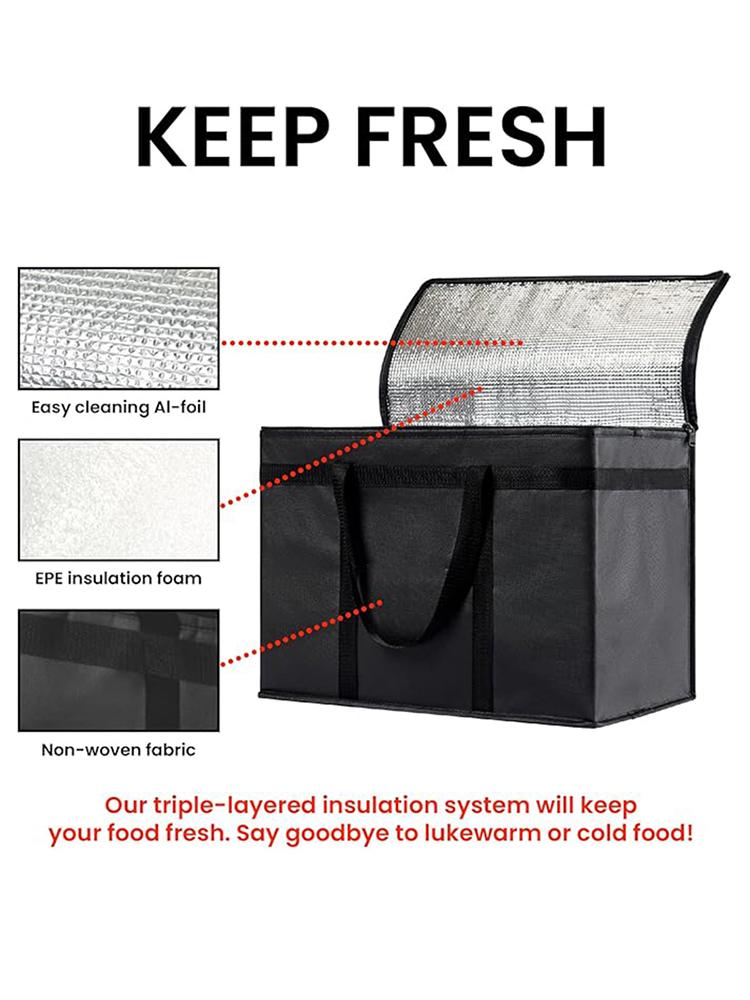 Vliestasche mit Isolierung, isolierte Aluminiumfolie, große Kapazität zum Mitnehmen, Kälteisolierung, dicke, handliche Picknicktasche