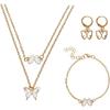 Butterfly gold plated jewelry set for women necklaces with matching earrings bracelet elegant jewelry for wedding party Valentines Day gift