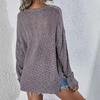 IHUASU Autumn and Winter V-neck Women's Knitted Loose Solid Colour Fashion Pullover Jumper