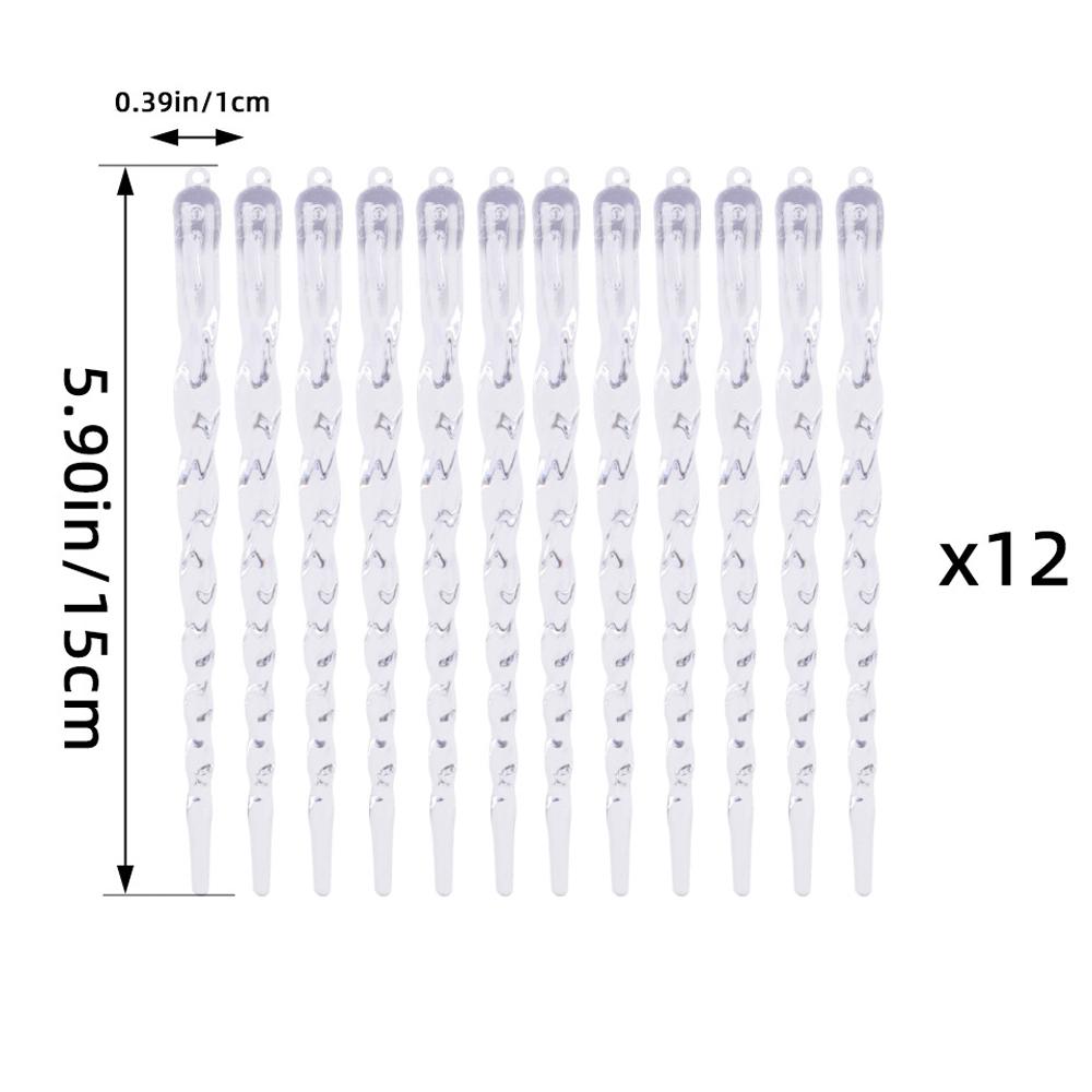 12pcs Icicle Ornaments Christmas Tree Ornaments With Cord For Winter Party Christmas Decor Holiday Decorations