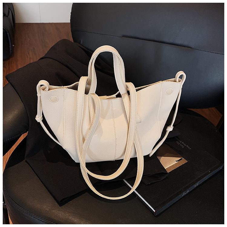 

Trendy lychee pattern tote bag women s high-end texture large-capacity commuting shoulder bag білий