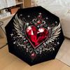 1pc Heart with Wings and Diamonds Umbrella with Plastic Handle,Suitable for All Seasons Home Travel Outdoor UmbrellaDD1371