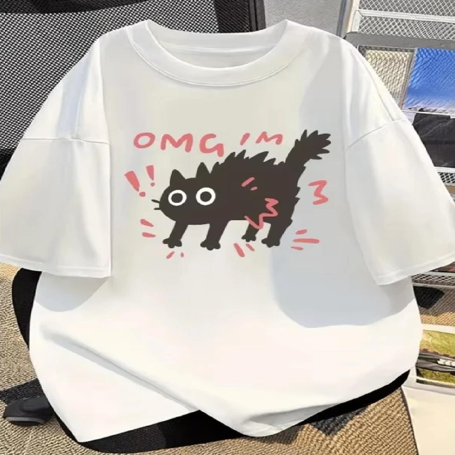 

Casual Summer clothes Tshirt Cat Dog Pattern Printed Kids Tshirt Fashion Y2K Short Sleeved Breathable Children s Clothing Tops XXXXXL білий