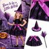 Kids Halloween Witch Costume Dress with Hat and 3 Piece Set