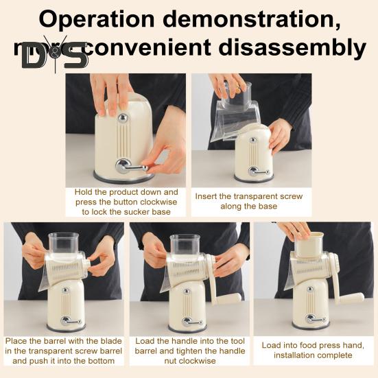 Rotační struhadlo na sýr 5 břitů Struhadlo na sýr Ruční klika Struhadlo na sýr Snadné použití Sekáček na zeleninu Široký podávací otvor Kráječ