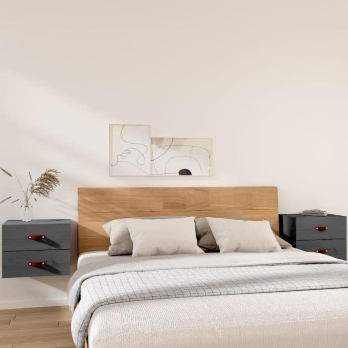 820981 vidaXL Tables de chevet murales 2 pcs Gris 50x36x40 cm