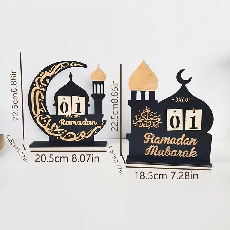 Ramadan Countdown Calendar Wood Eid Mubarak Ornament Kareem Ramadan Decoration 2025 For Home Islamic Muslim Party Decor Gifts