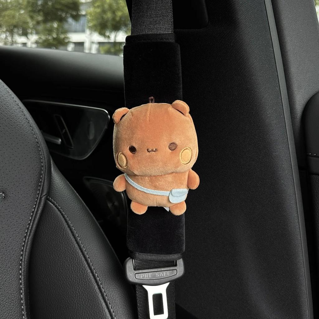 Cute Cartoon Plush Seat Belt Shoulder Pad Cover Soft Safety Strap Protector Anti-Pinch Neck Cushion For Car Interior Decoration