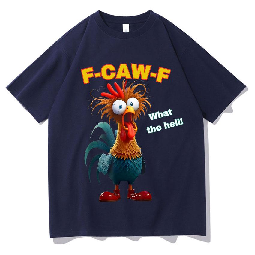 F-CAW-F Tričko s výrazem kuřete, Zajímavé ležérní tričko s potiskem zvířat, Pánské estetické tričko, Nadměrné s krátkým rukávem